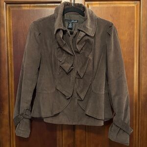 WILL SMITH Brown Corduroy Ruffle Button Zipper Front Jacket sz 12